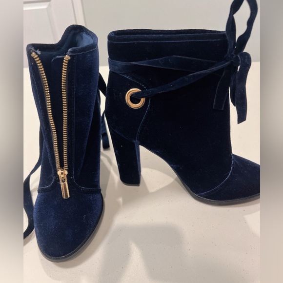 💎NEW💎Royal Blue Velvet Heel*Blue Booties*Ankle Boots*Velvet Shoes*Wide Fit - Picture 5 of 11